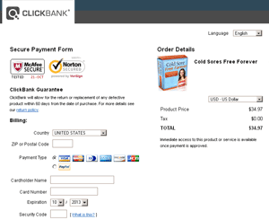 Clickbank Checkout Page